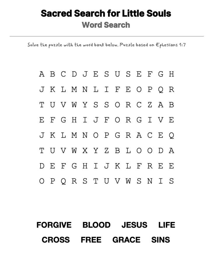 Big Words: Redemption word-search